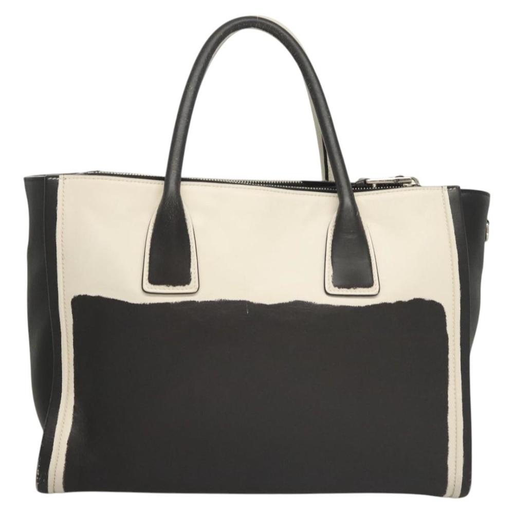 PRADA Hand Bag Leather Black White Auth 122125 - Picture 2 of 16